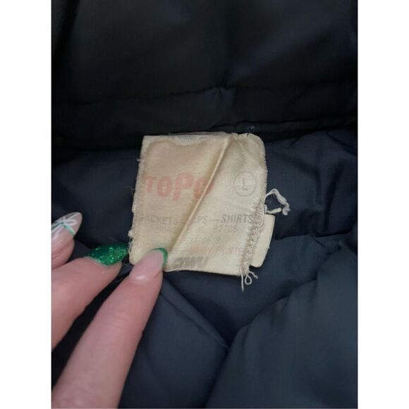 Vintage 70s/80s iron works builders guild navy blue button down puffer vest - Picture 3 of 7